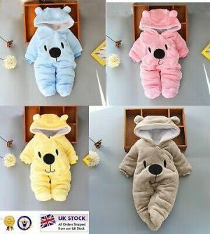 Bear Hooded Romper Jumpsuit Bodysuit Clothes Outfits New-born Baby Boy Girl Kids